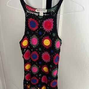 H&M Coachella Collection Multicolored Crochet Dress Size Medium